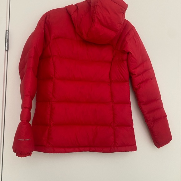 Columbia Omni Heat Womens Small Red Hooded Down PufferJacket Reflective Lining - Picture 9 of 11